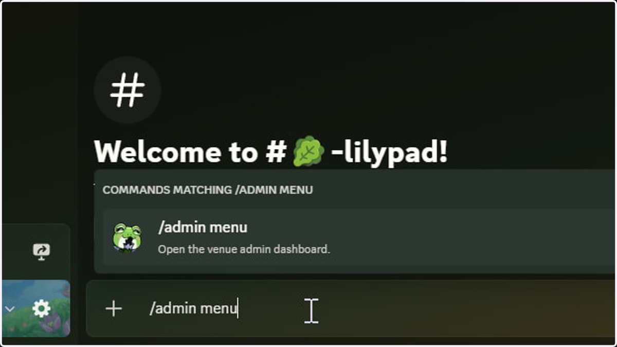 Invoke the /admin menu command