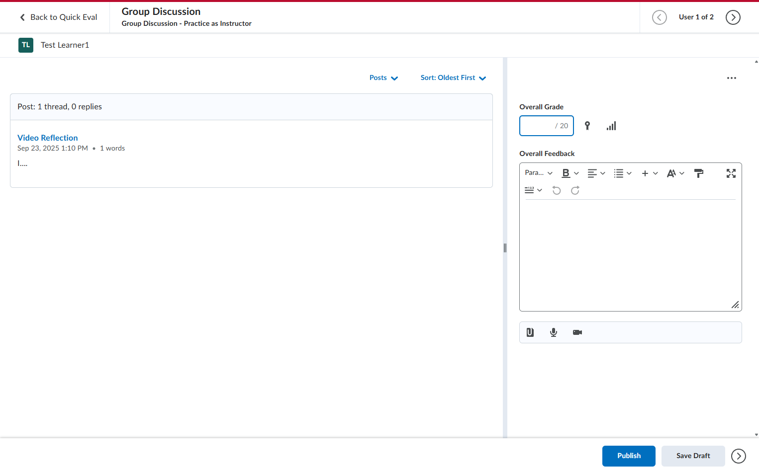 Enter the grade and any feedback you what to give the student