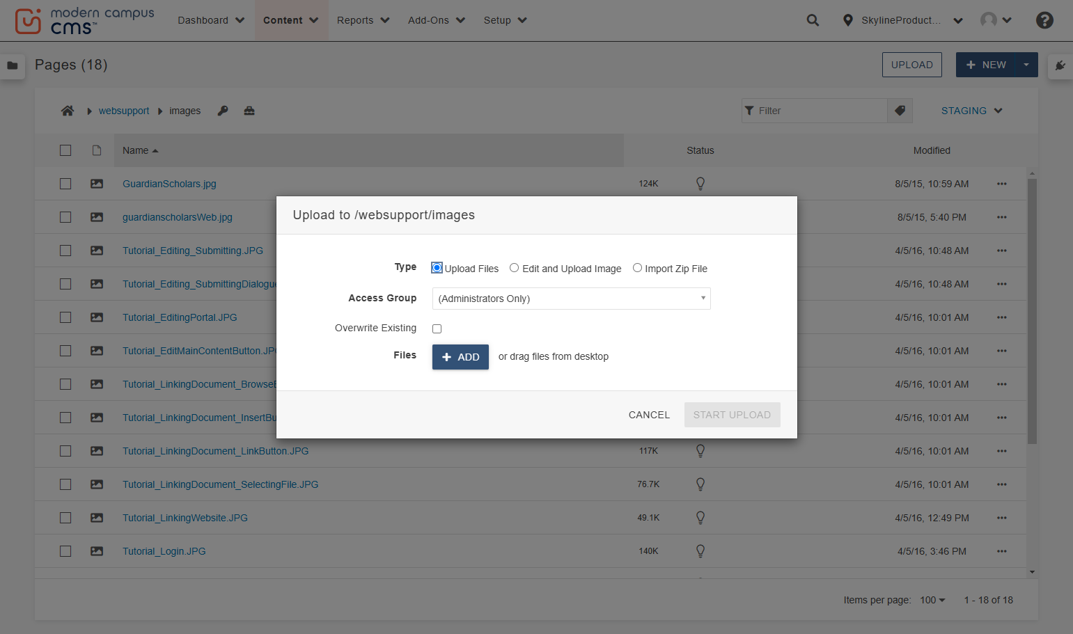 A pop-up will appear. Click on Add Files to find your file on your computer, or drag and drop your file into the box.