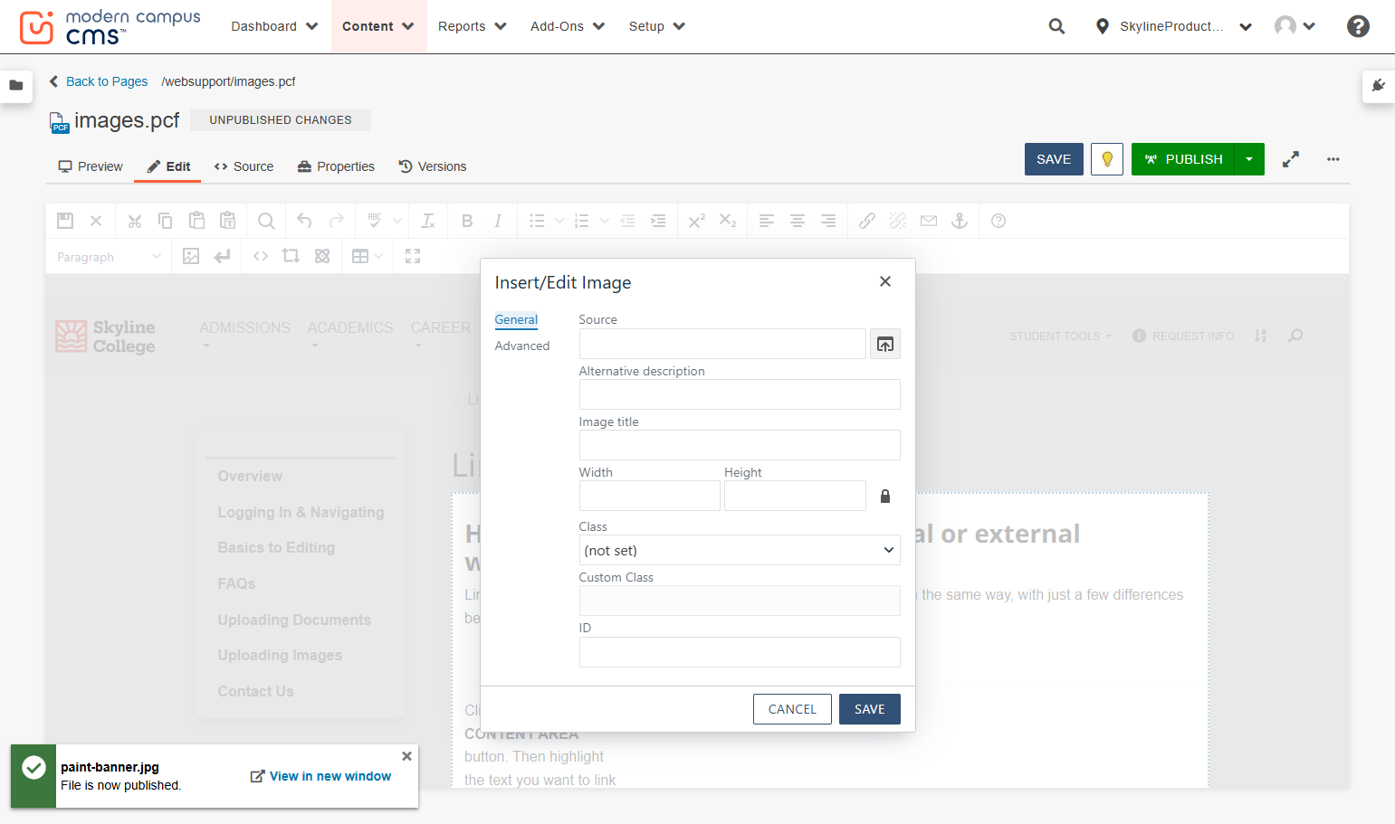In the pop-up, you can use the highlighted icon to easily find your newly uploaded file in our file system.