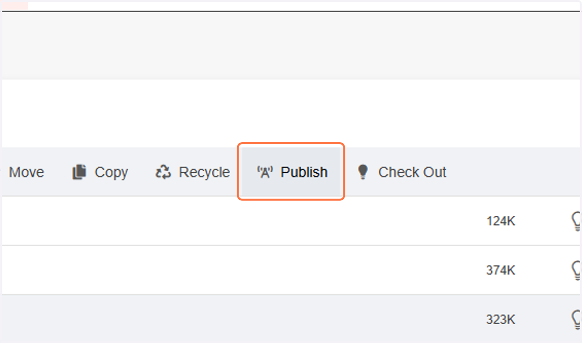 Click on the Publish option that appears in the top menu.