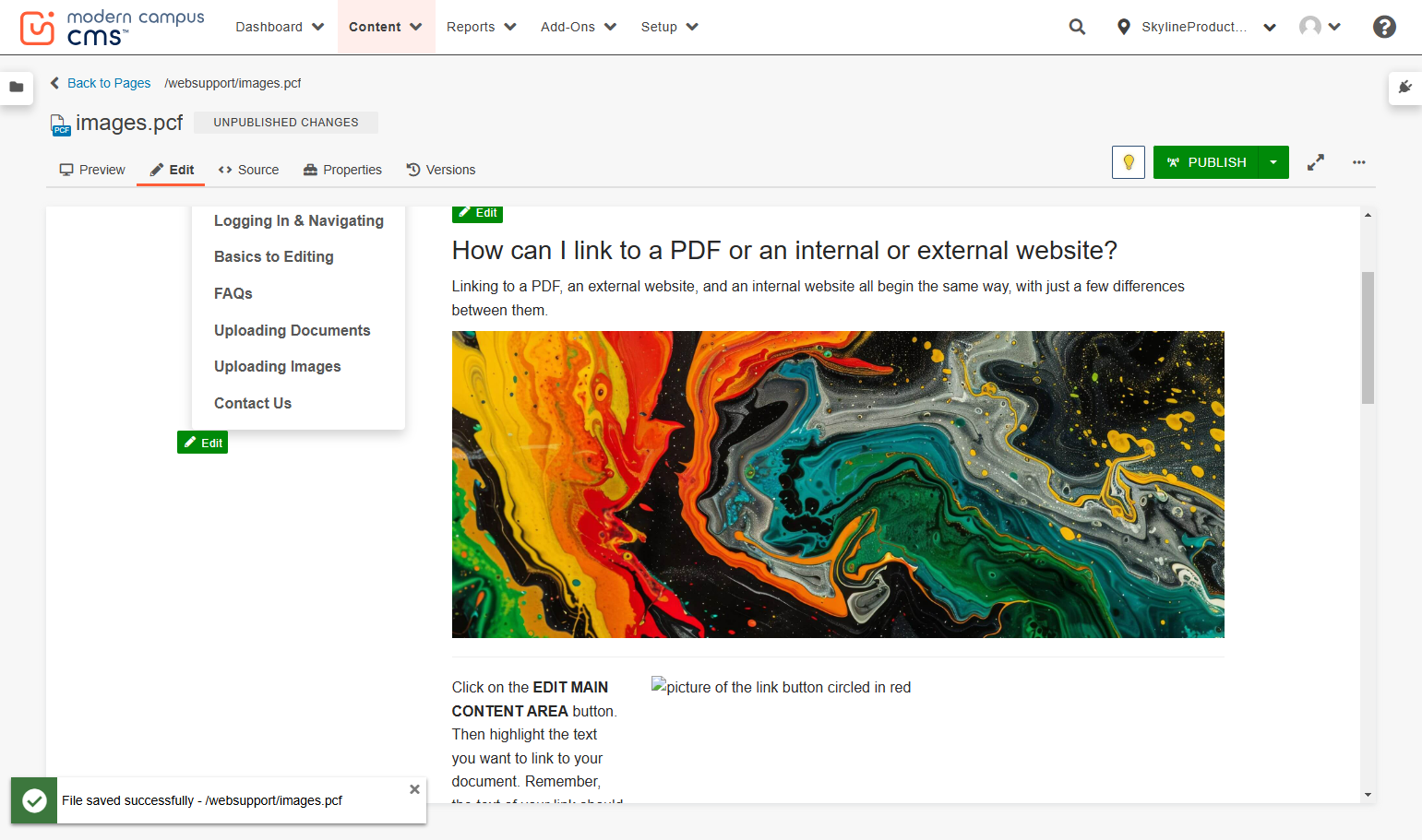 Save your edits, then Click on Preview to review the way the image looks on the page.