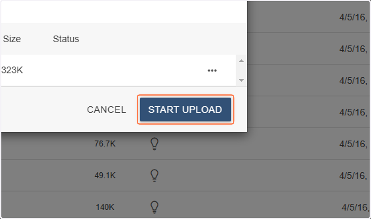Click on START UPLOAD