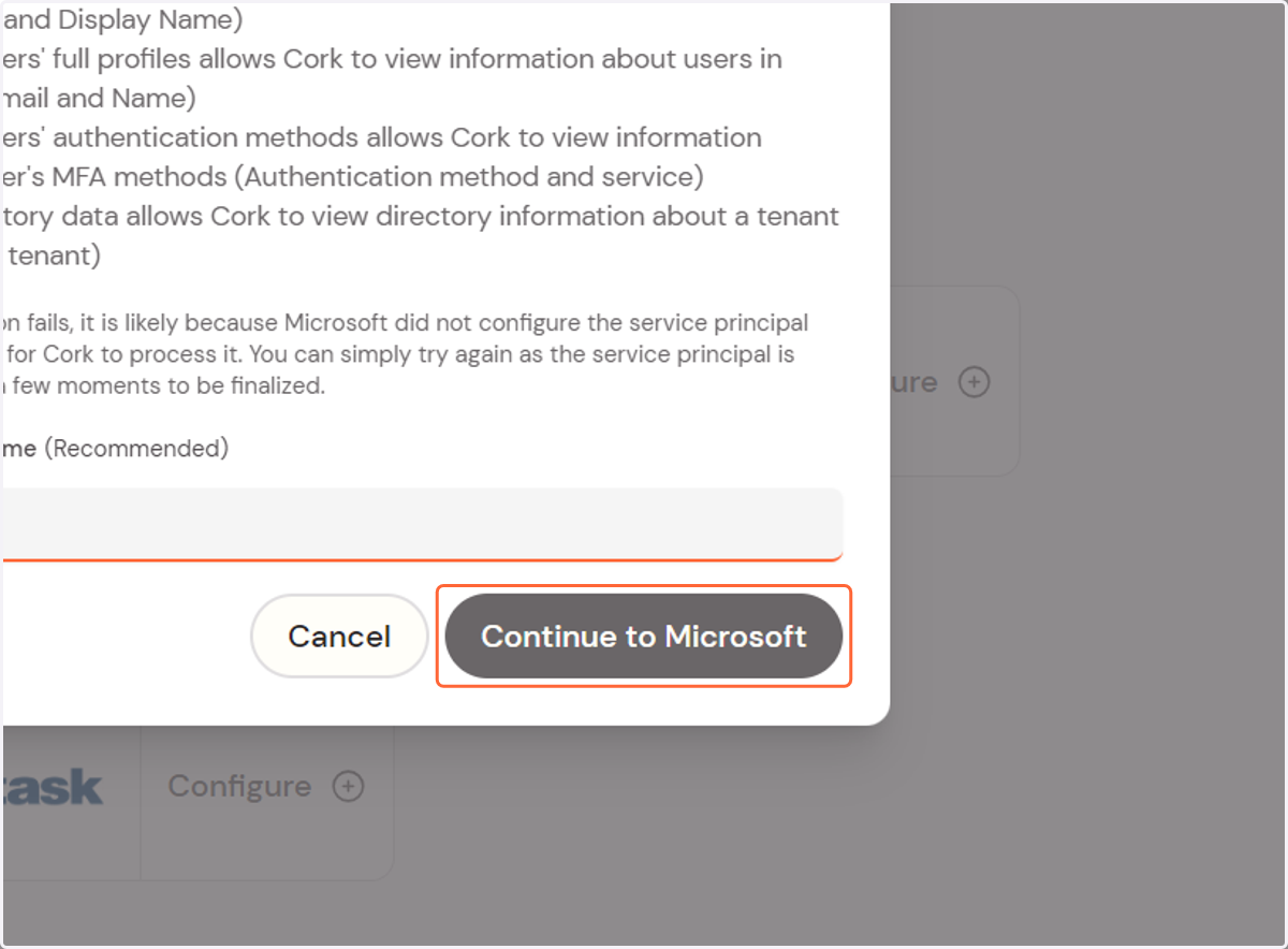 Click on Continue to Microsoft