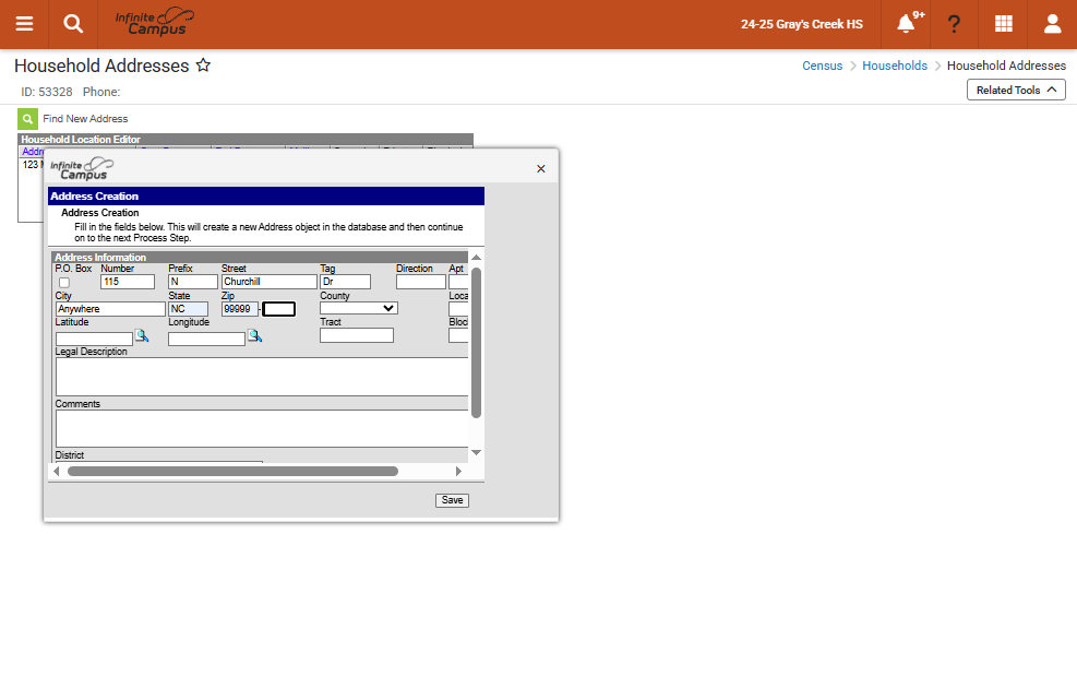 Complete the Address Fields