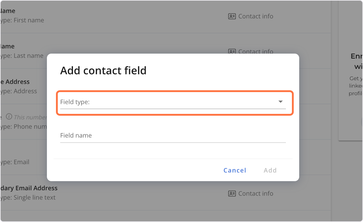 Click on the Field Type drop-down