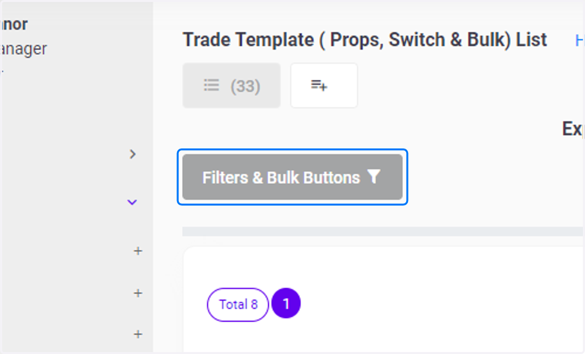Click on Filters & Bulk Buttons …