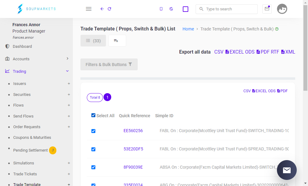 Select Trade Template