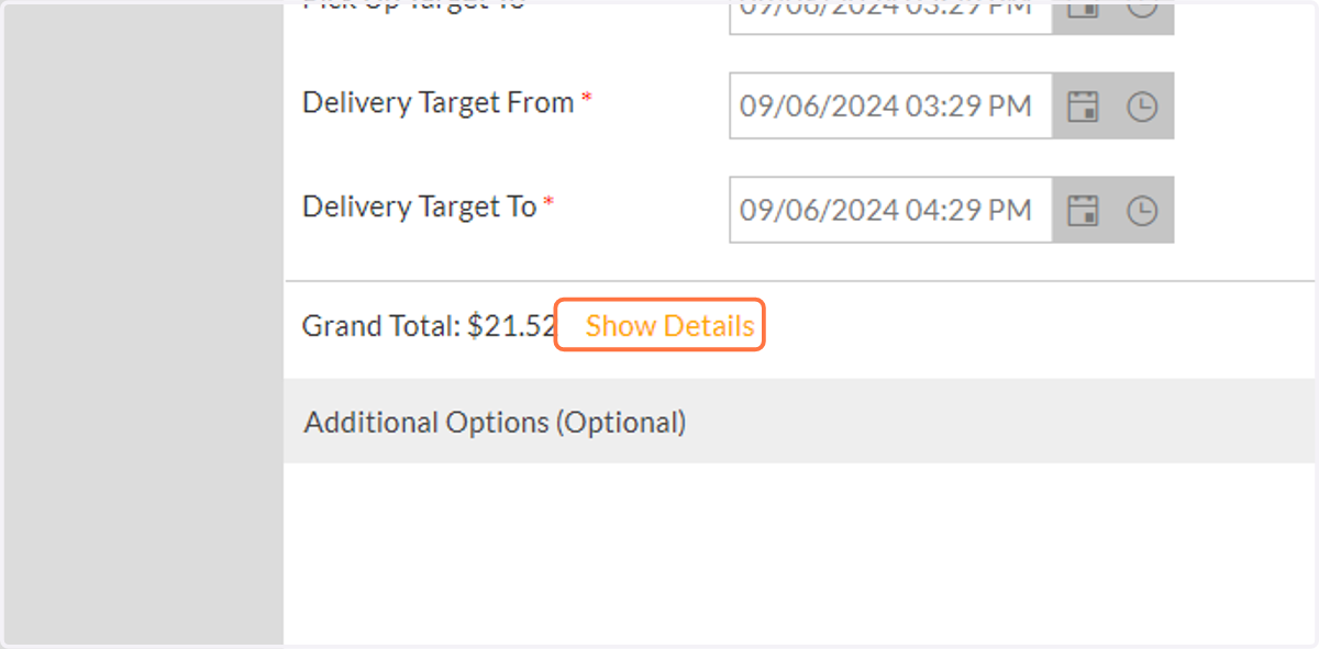 To see total charge and details, go to bottom of screen and click on 'Show Details'