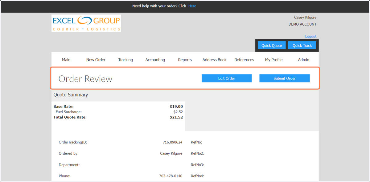 If all information is correct, you are ready to click 'Submit Order'. The next screen will provide you with a unique job number to identify your order online and when calling in.