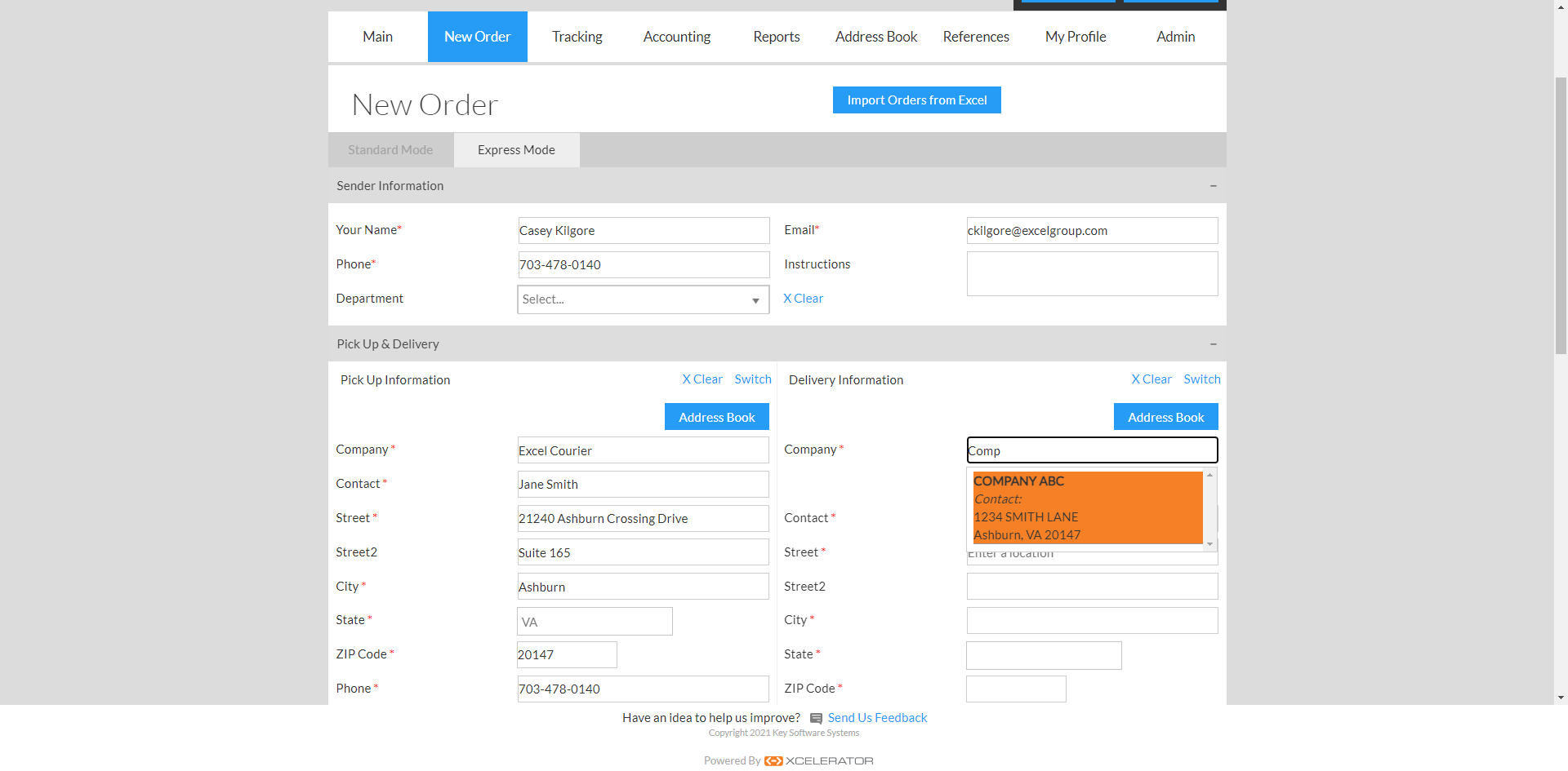 Complete Delivery Information Section…