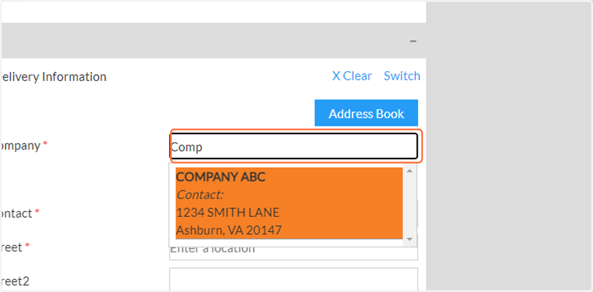 Complete Delivery Information Section…