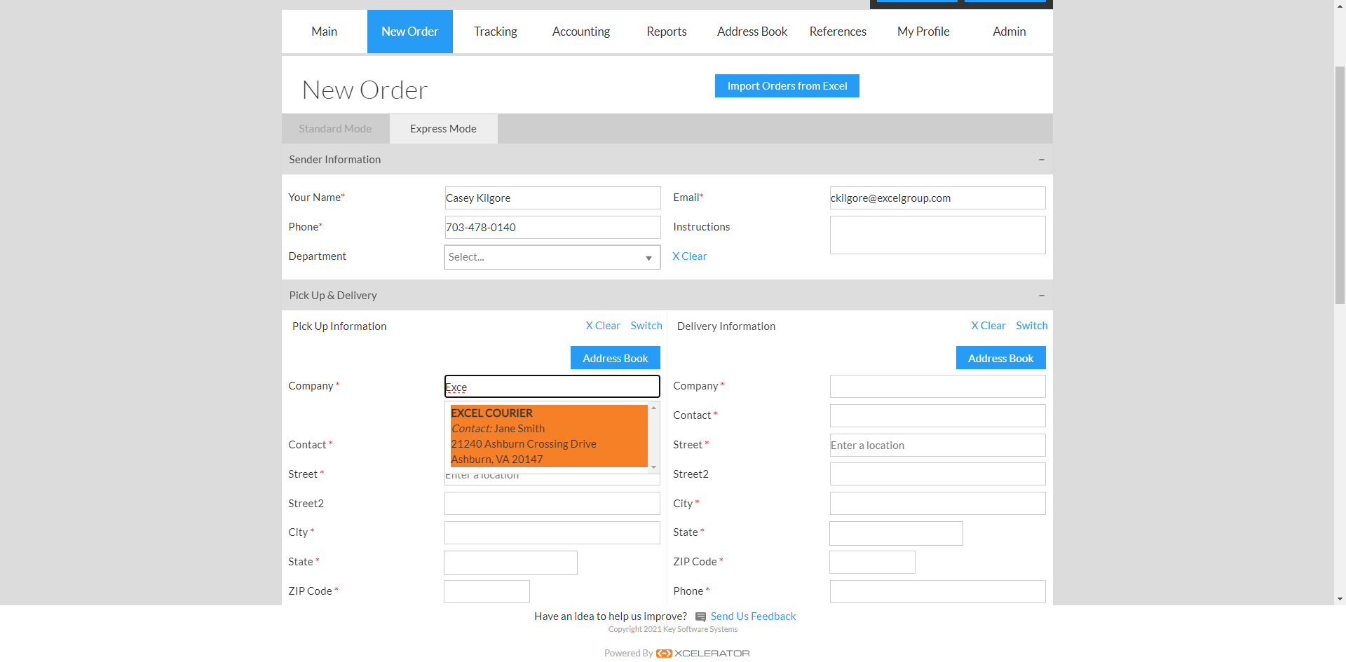 Complete Pick Up Information Section…