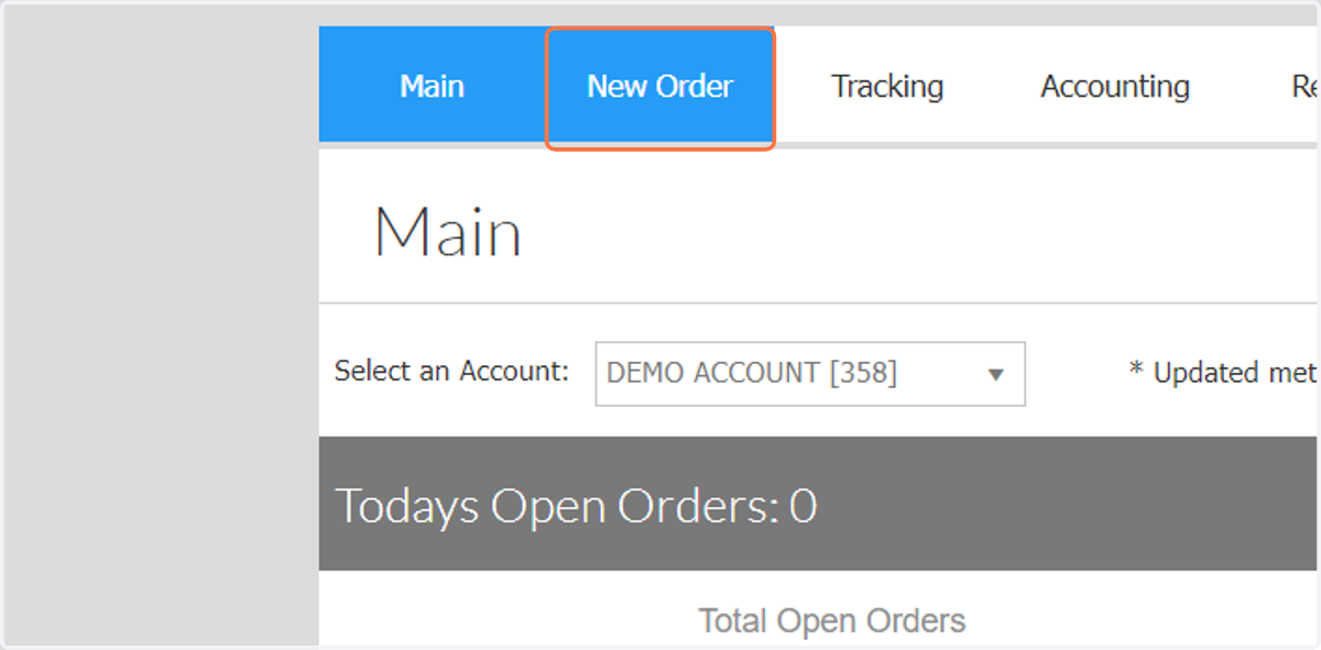 Click on the New Order tab