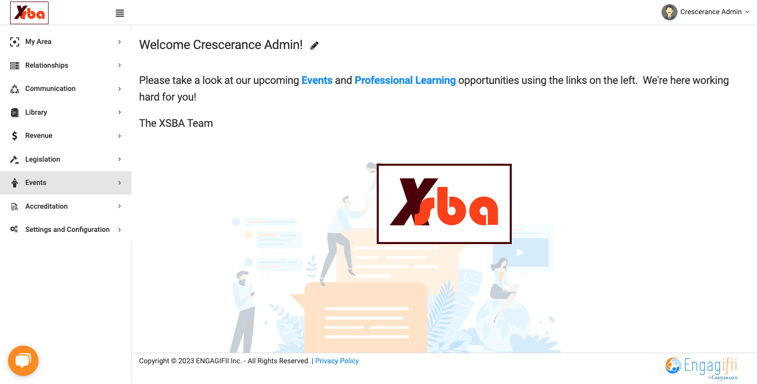 Click on Events