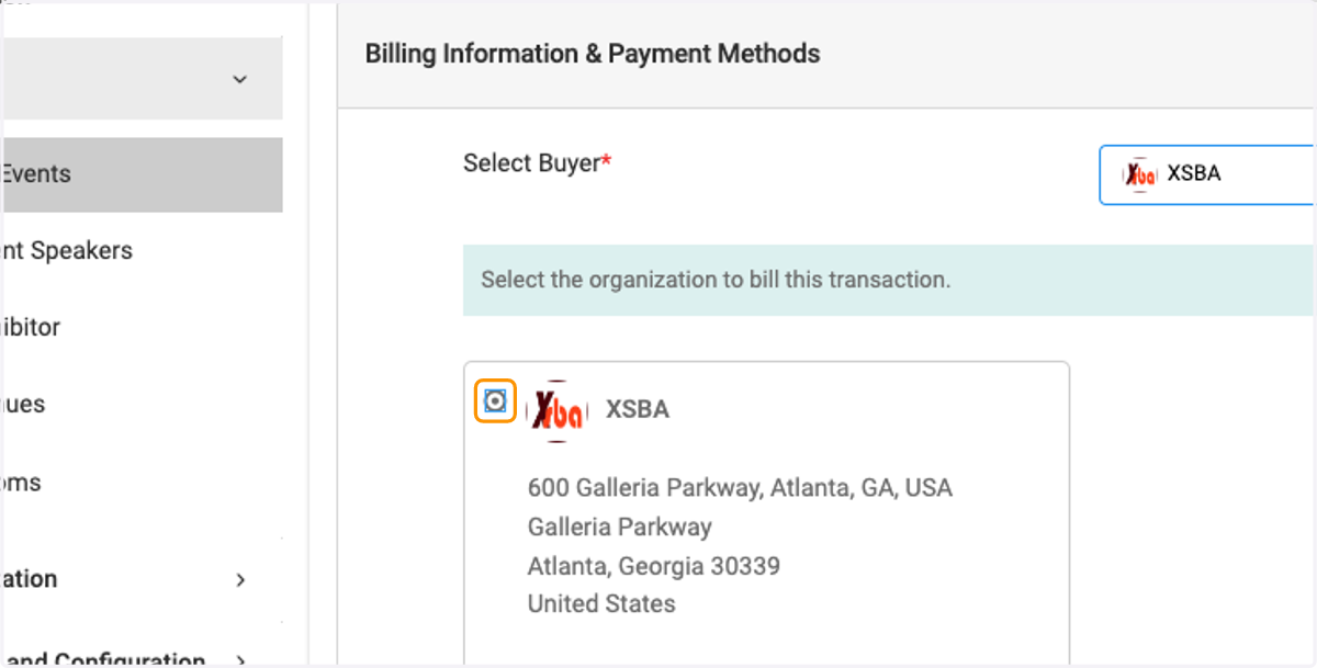 Select Organization Ex. XSBA