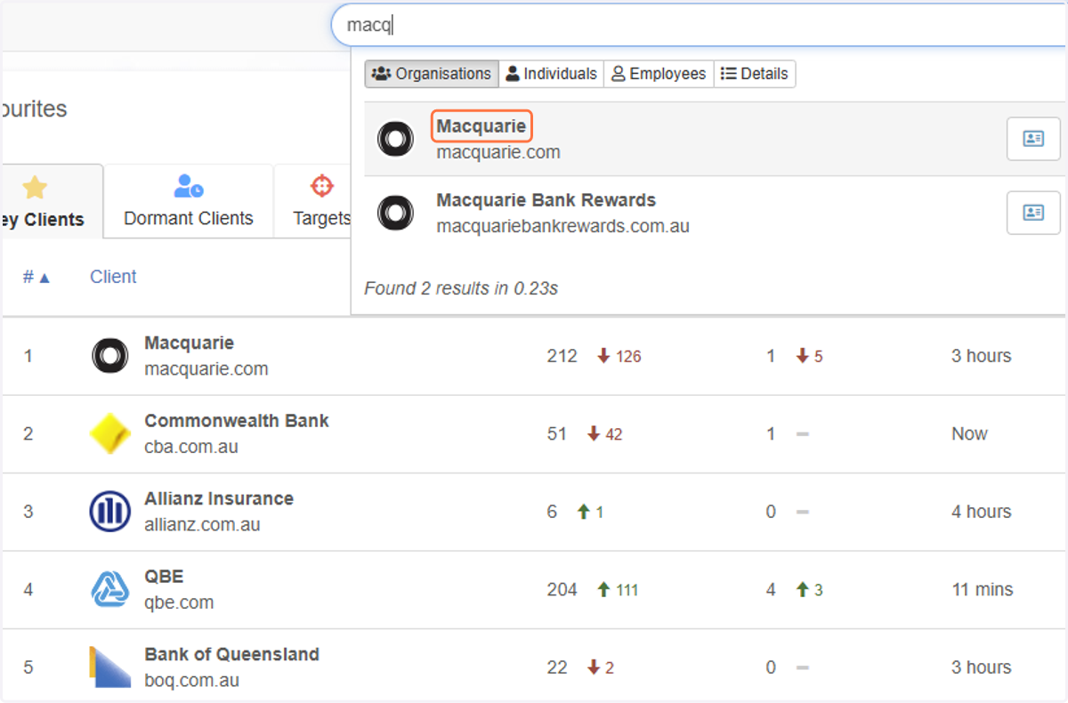 Click on the Company name
