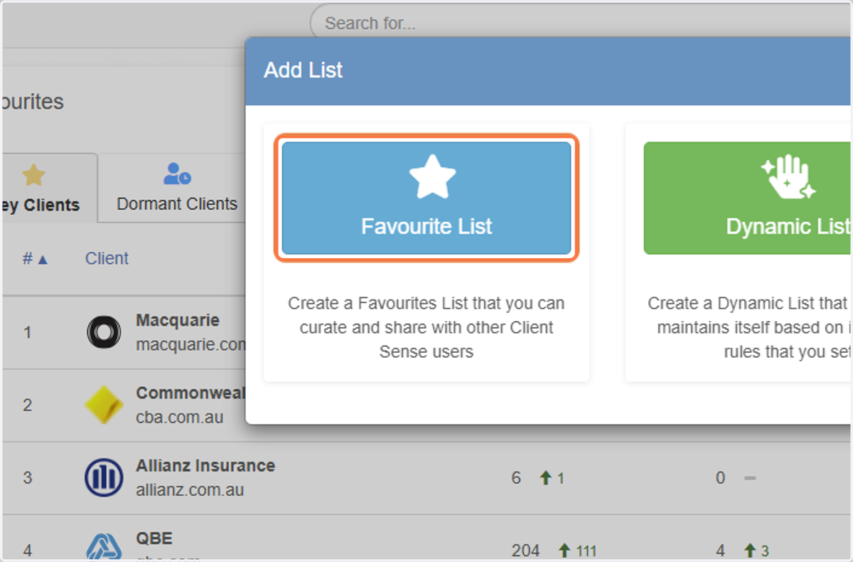 Select Favourite List