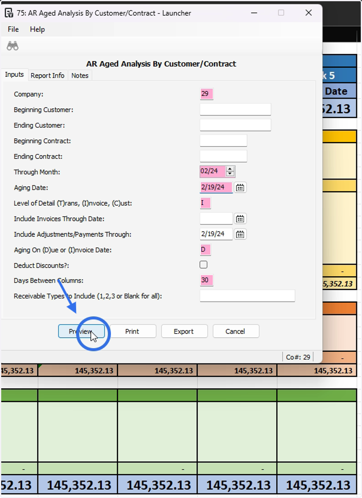 Select Preview to Begin exporting your document