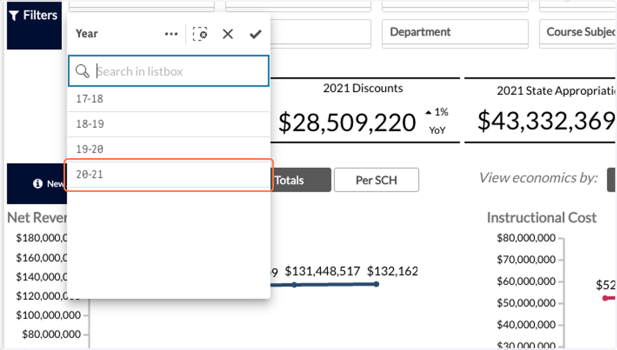 Select the most recent Academic Year of data in the system.