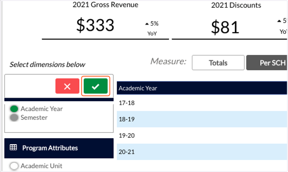 Once you have made your selections, click on the check mark to confirm your selections.