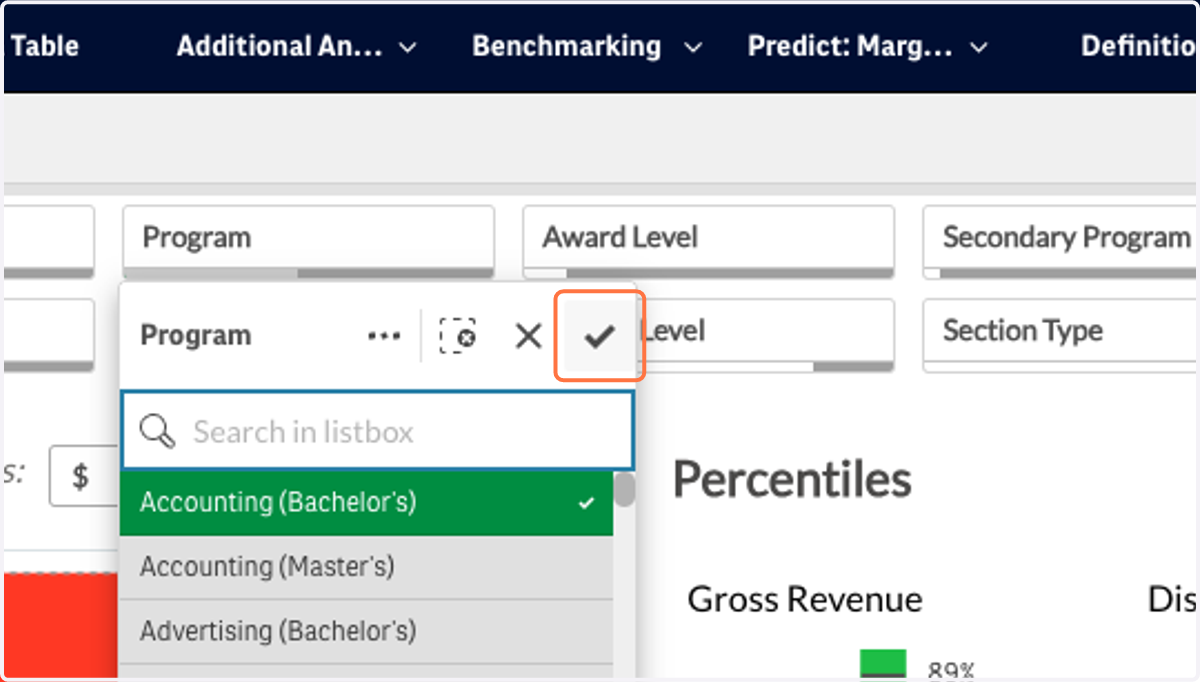 Click on the check mark to confirm your selection