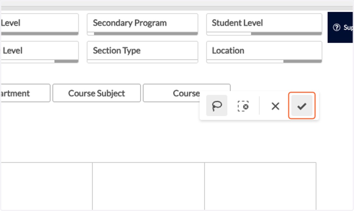 Click on the check mark to confirm your selection.