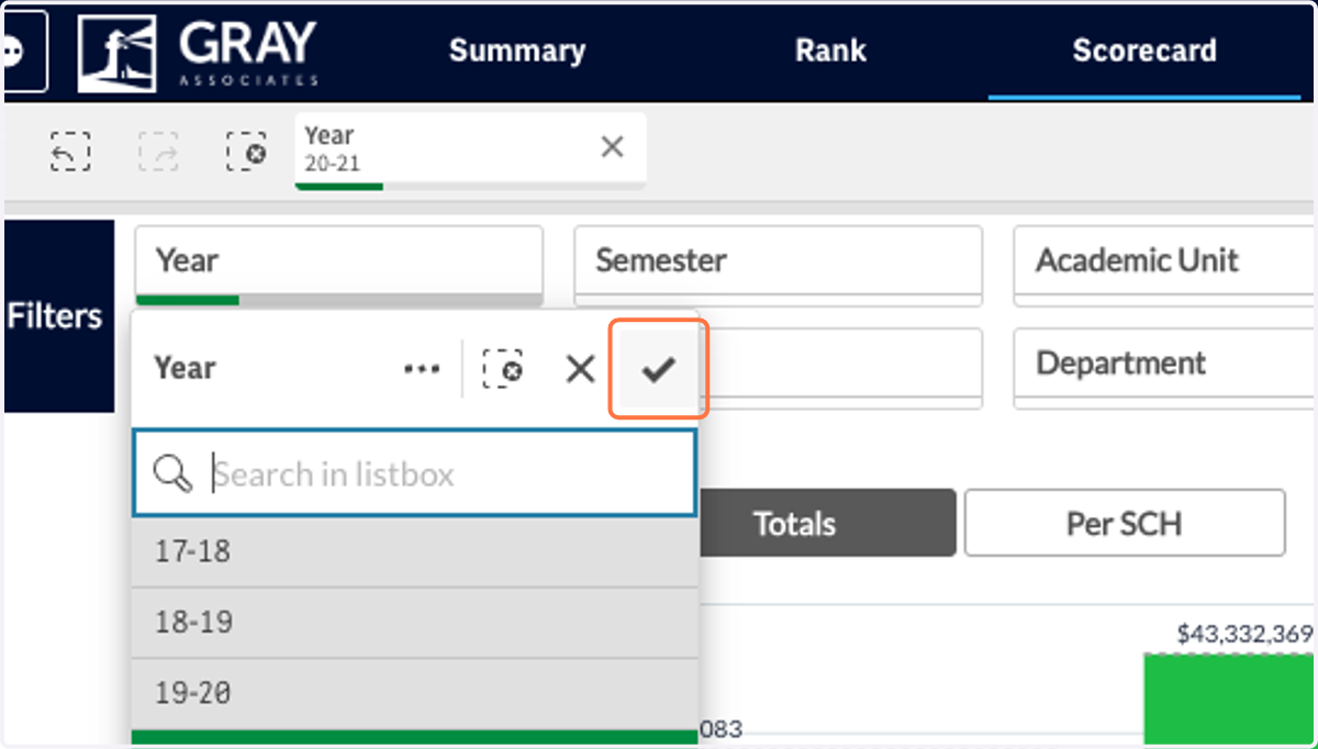 Click on the check mark to confirm your selection