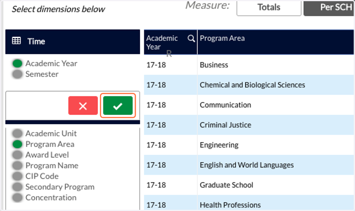 As you continue to make selections you will see more fields appear in the table.