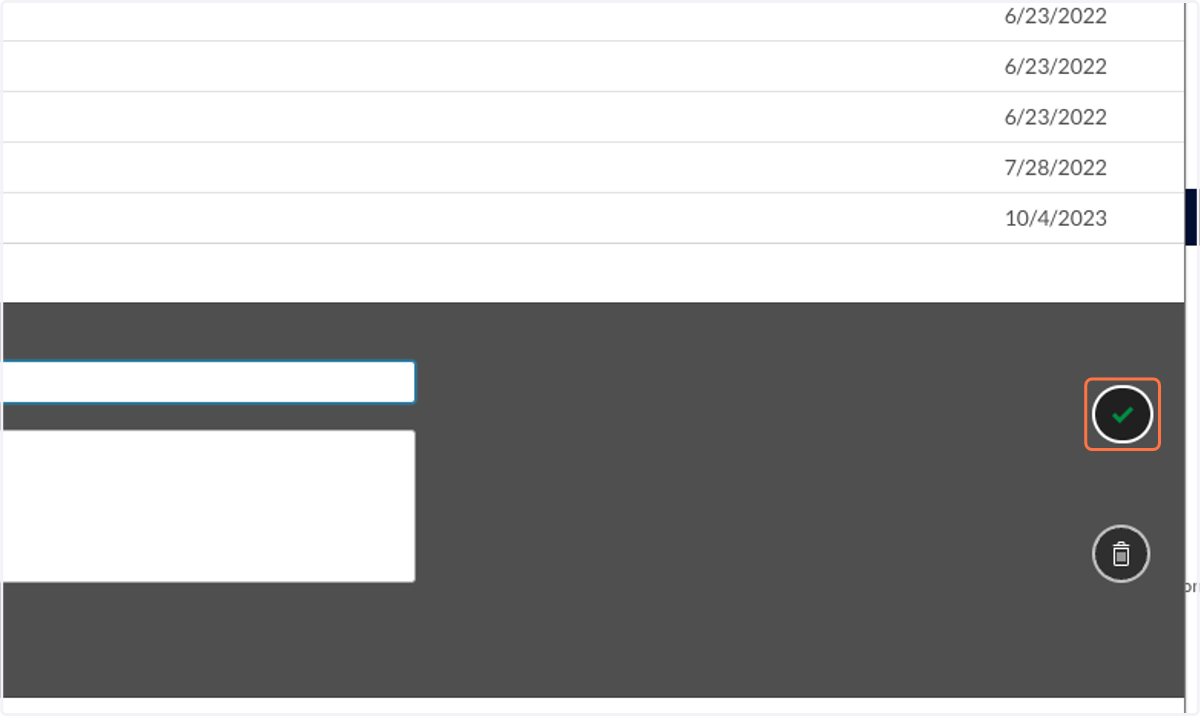 Lastly, confirm that you would like to save your bookmark by clicking on the green check mark.