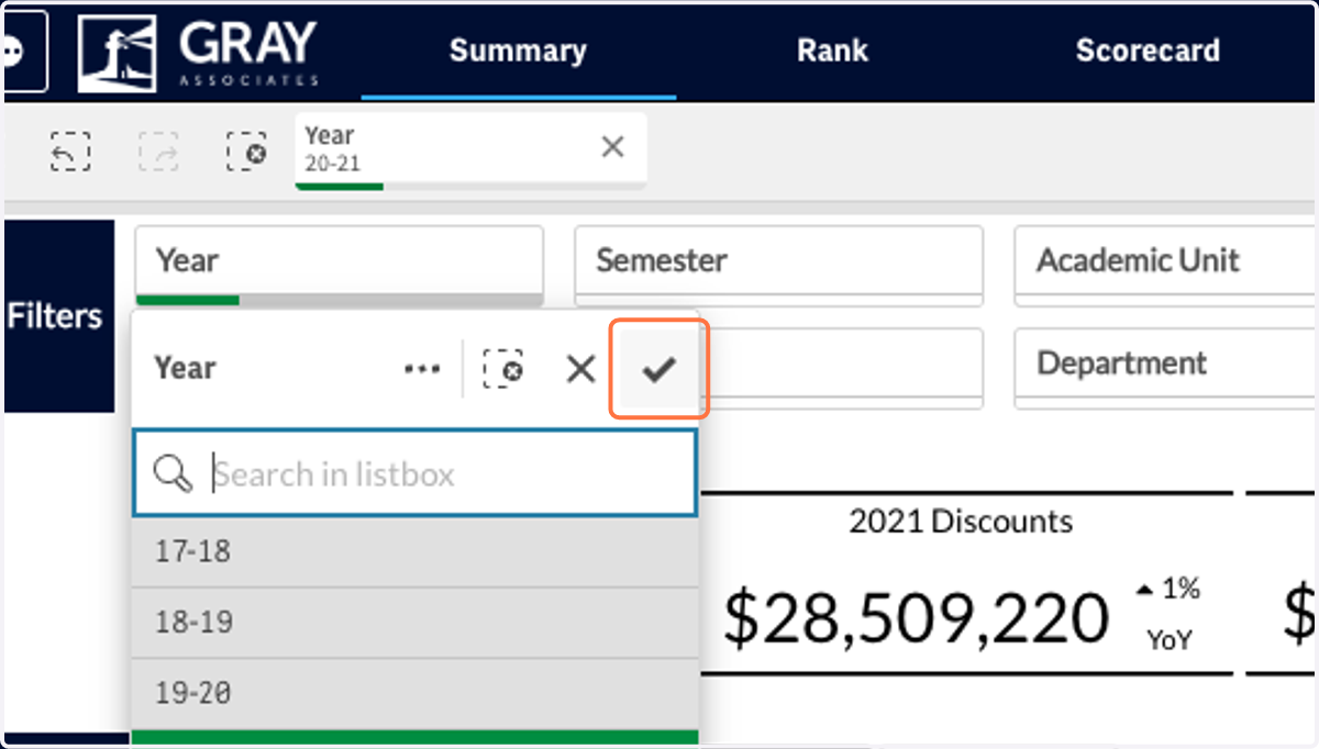 Click on the check mark to confirm your selection.