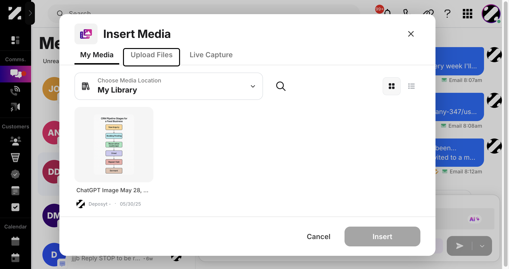 Click on the 'Upload Files' tab,
