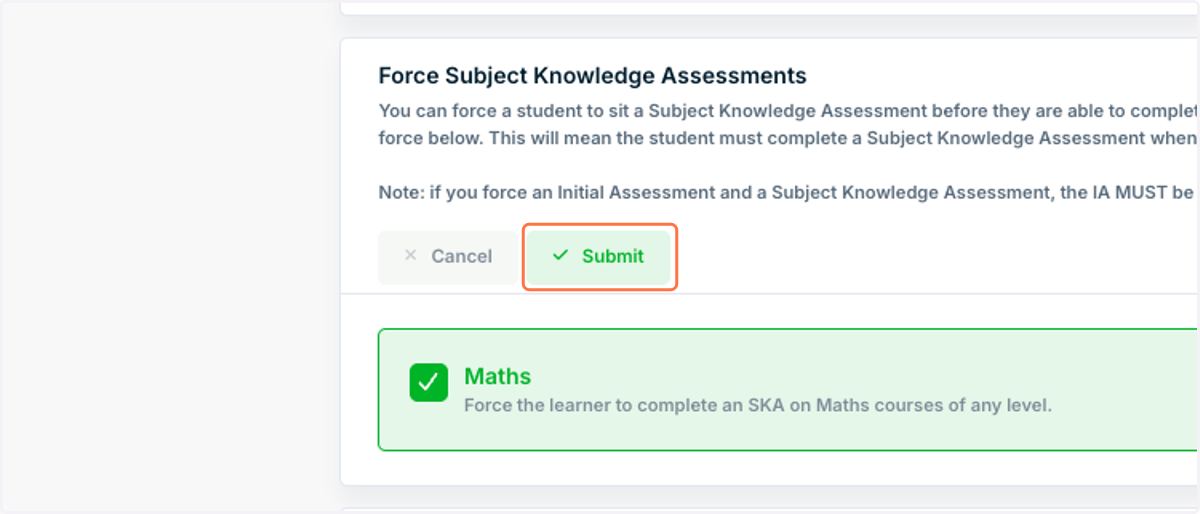 Click on Submit. The SKA is now enforced!
