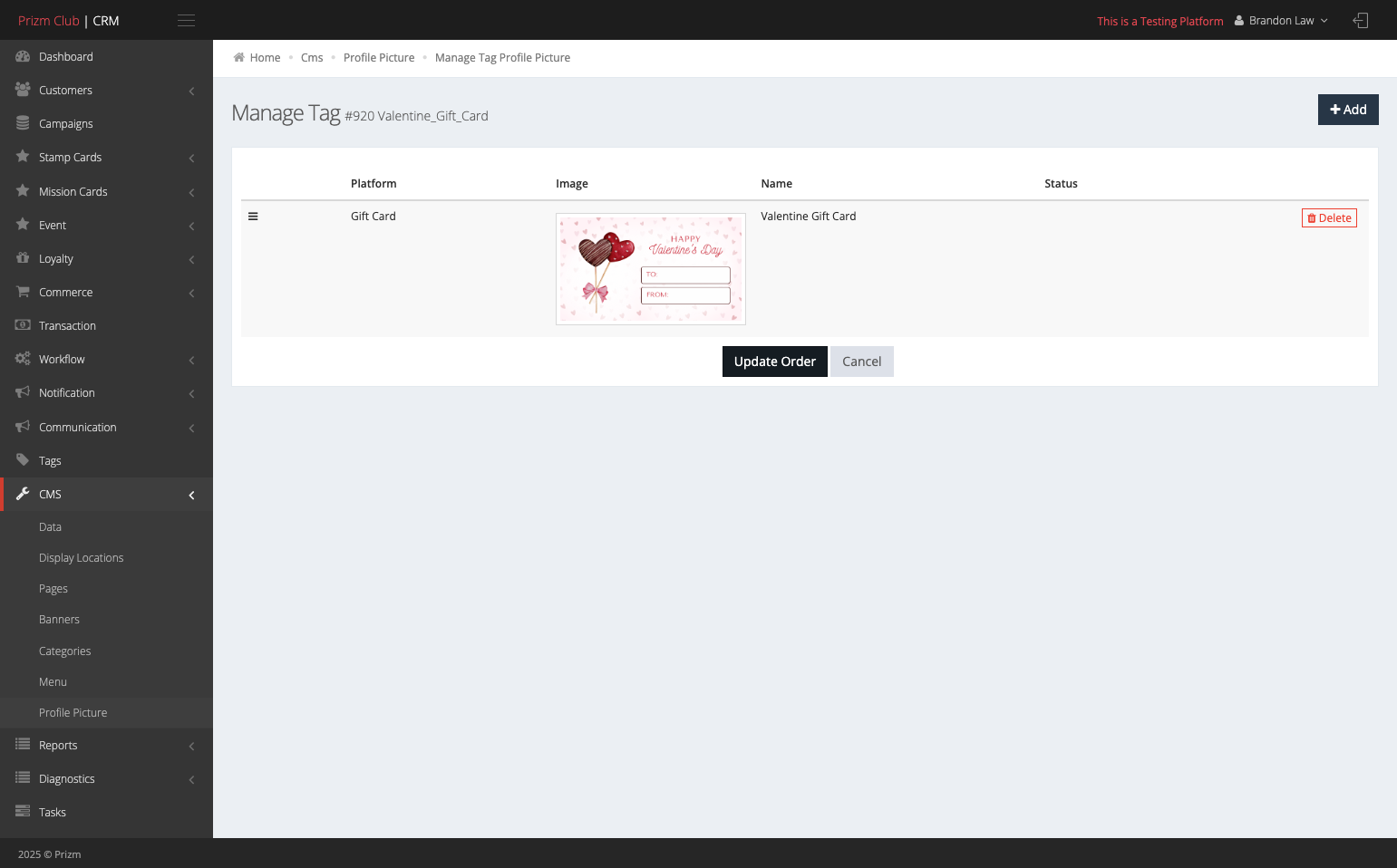 Click on Update Order