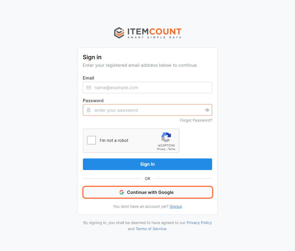 Please click Sign up if you are a new user. Alternatively, you might continue using your Google account.
