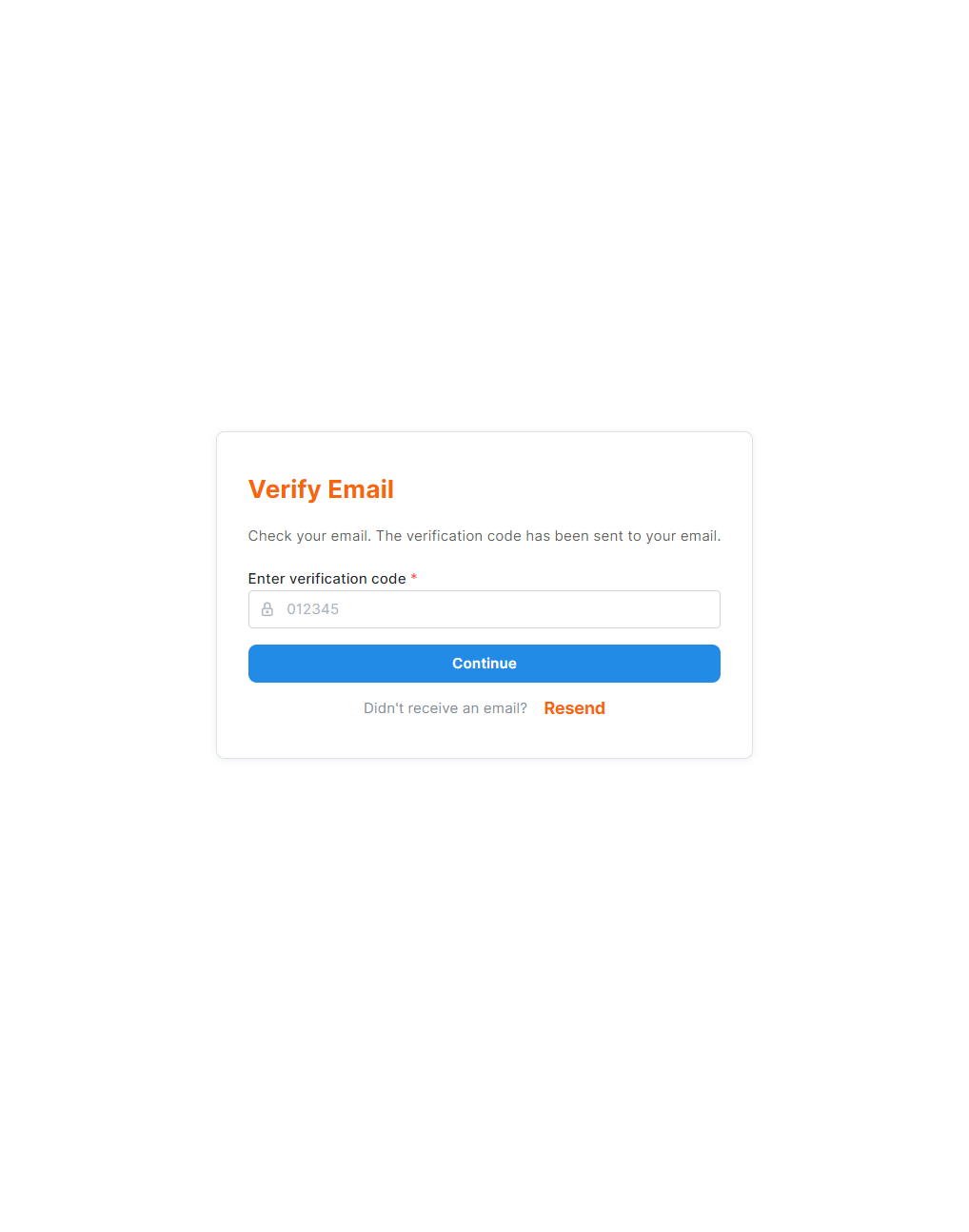 check your email for verification code then click on continue