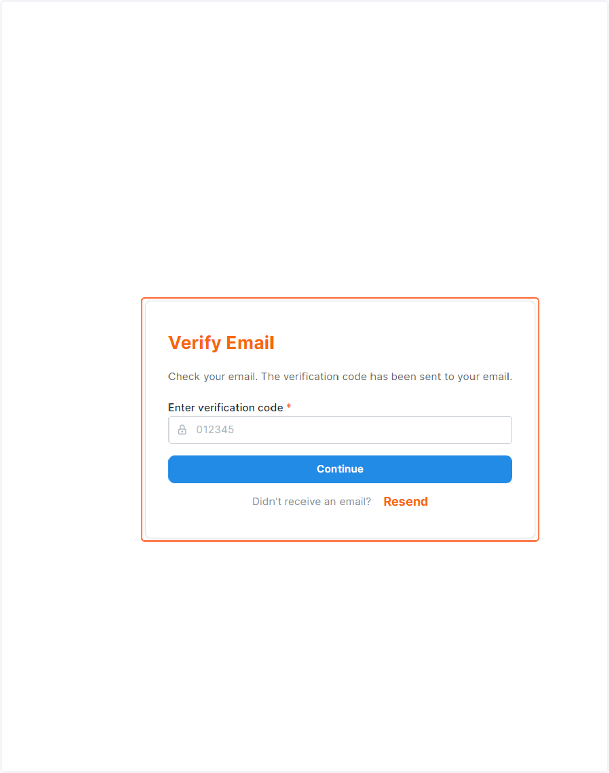 check your email for verification code then click on continue