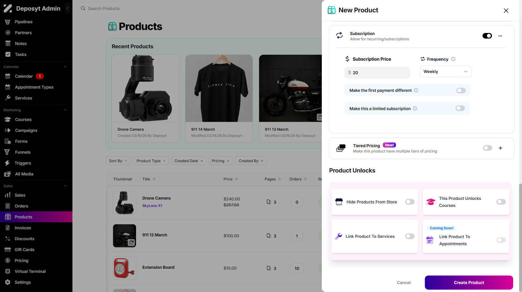 Step 8: Once you’re done setting up, click the Create Product button to create your Subscription Product.