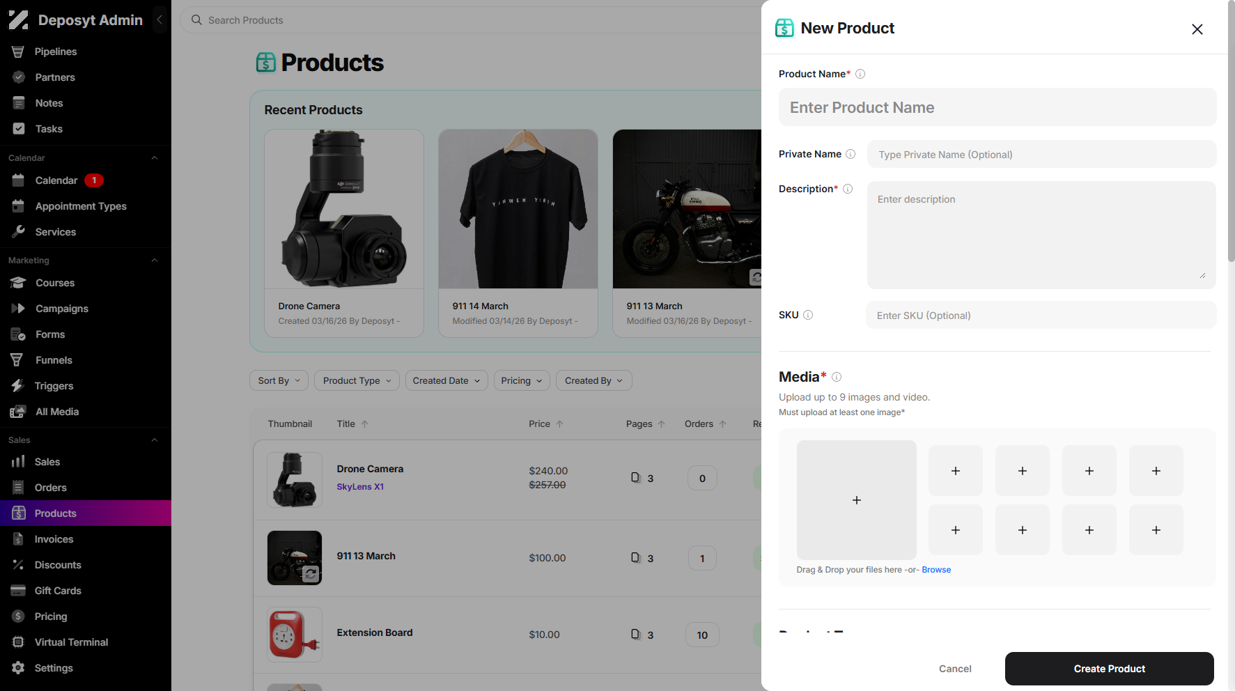 Step 4: A pop-up window will appear, prompting you to enter your product name, product private name, add a product description, and upload up to 9 images and videos as needed.