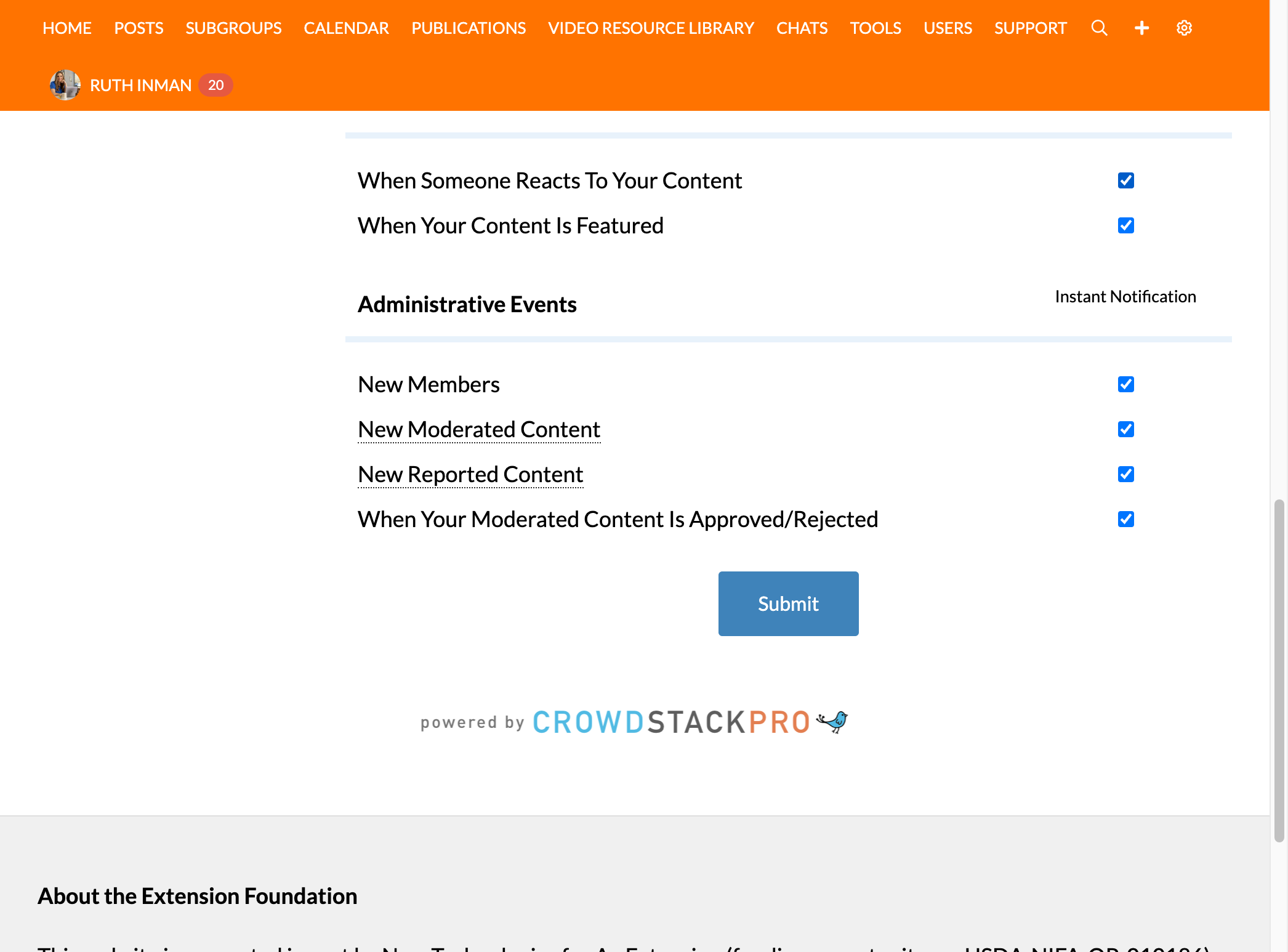 Check "When Someone Reacts To Your Content"