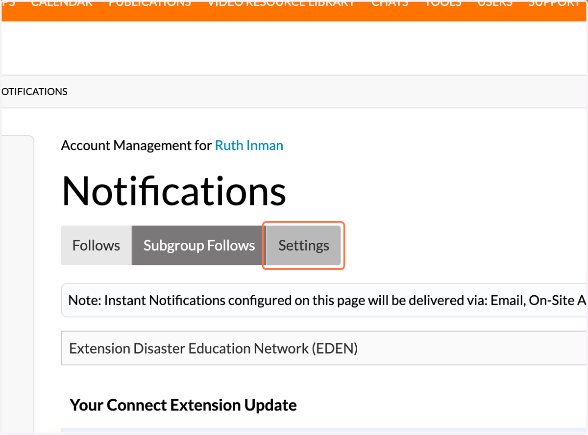 Click on "Settings"