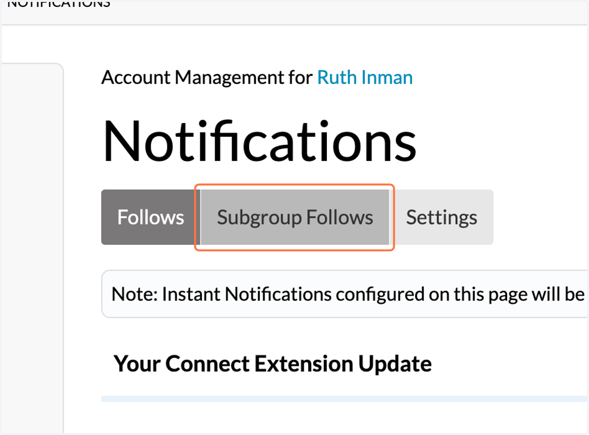 Click on Subgroup Follows