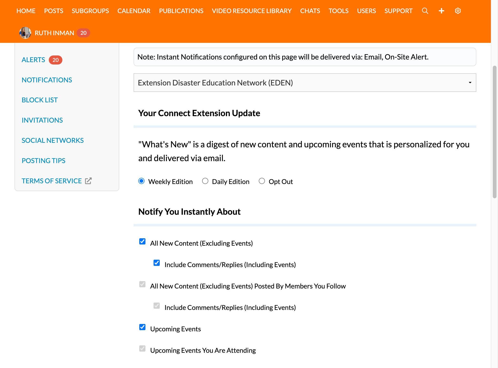 Check "Include Comments/Replies (Including Events)"