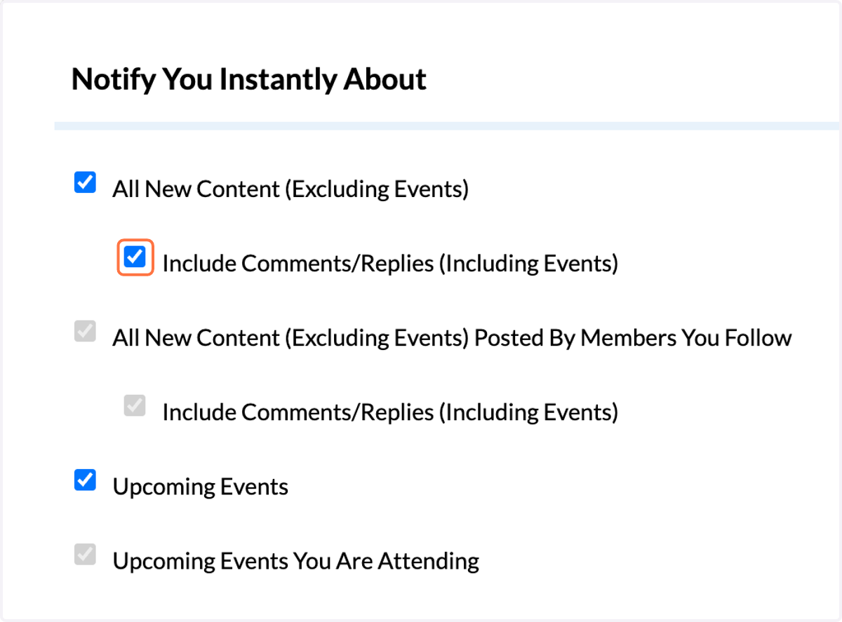Check "Include Comments/Replies (Including Events)"