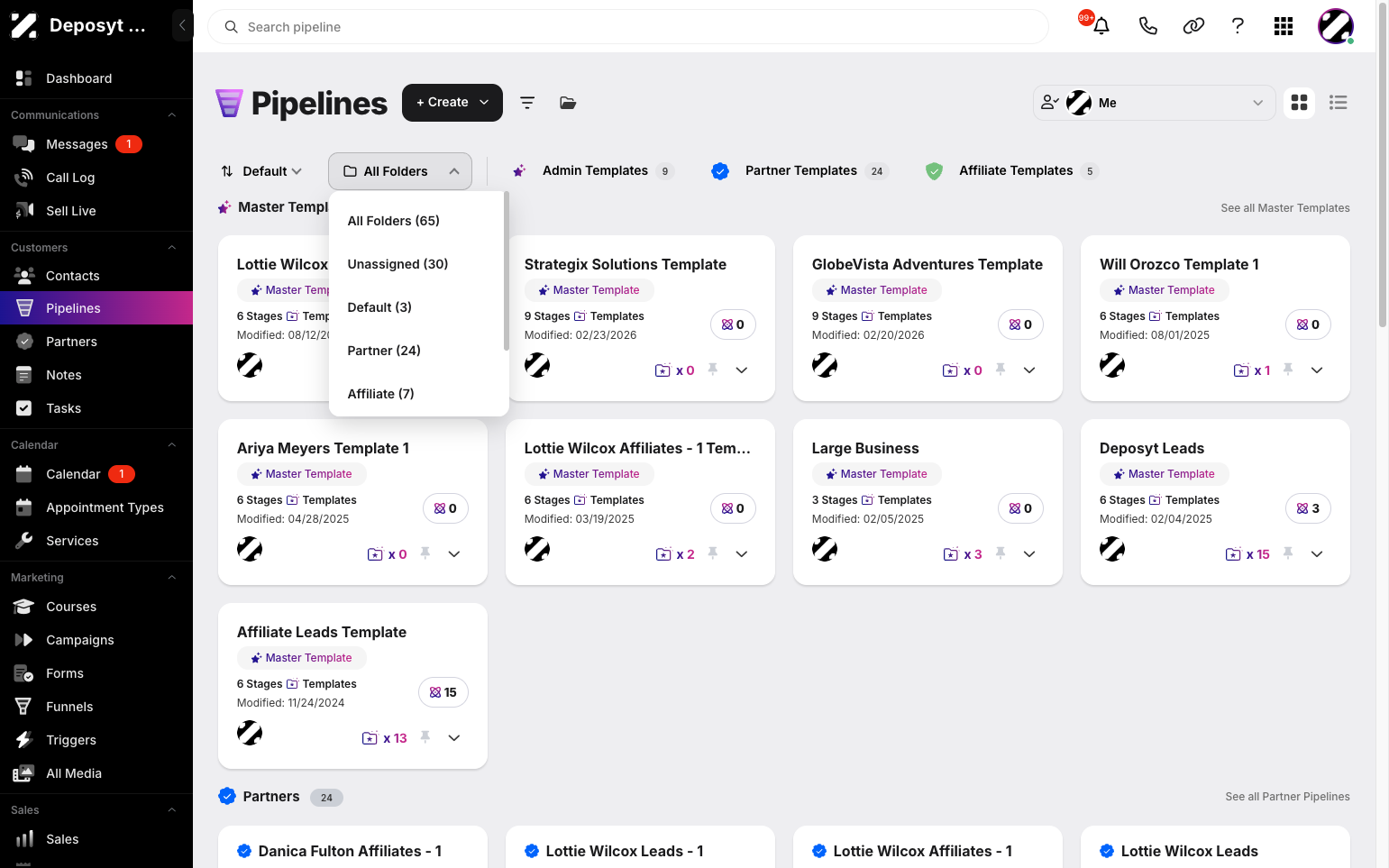 Step 3: It will show all your folders and the number of pipelines inside each folder. Click a folder to go directly to it, and it will display all the pipelines inside that folder.