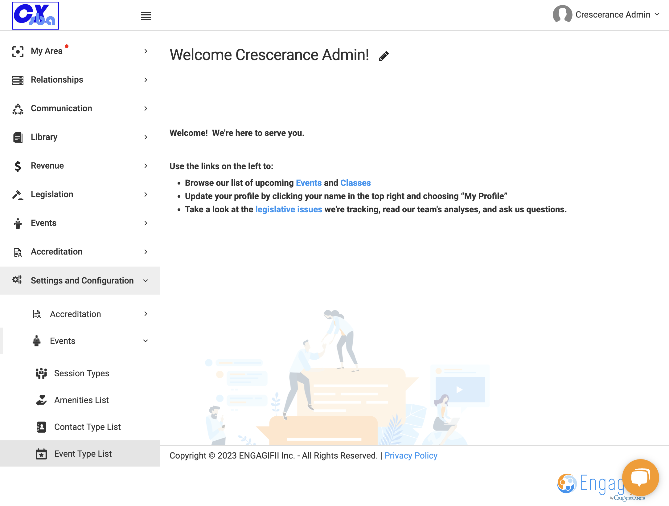 Click on Event Type List