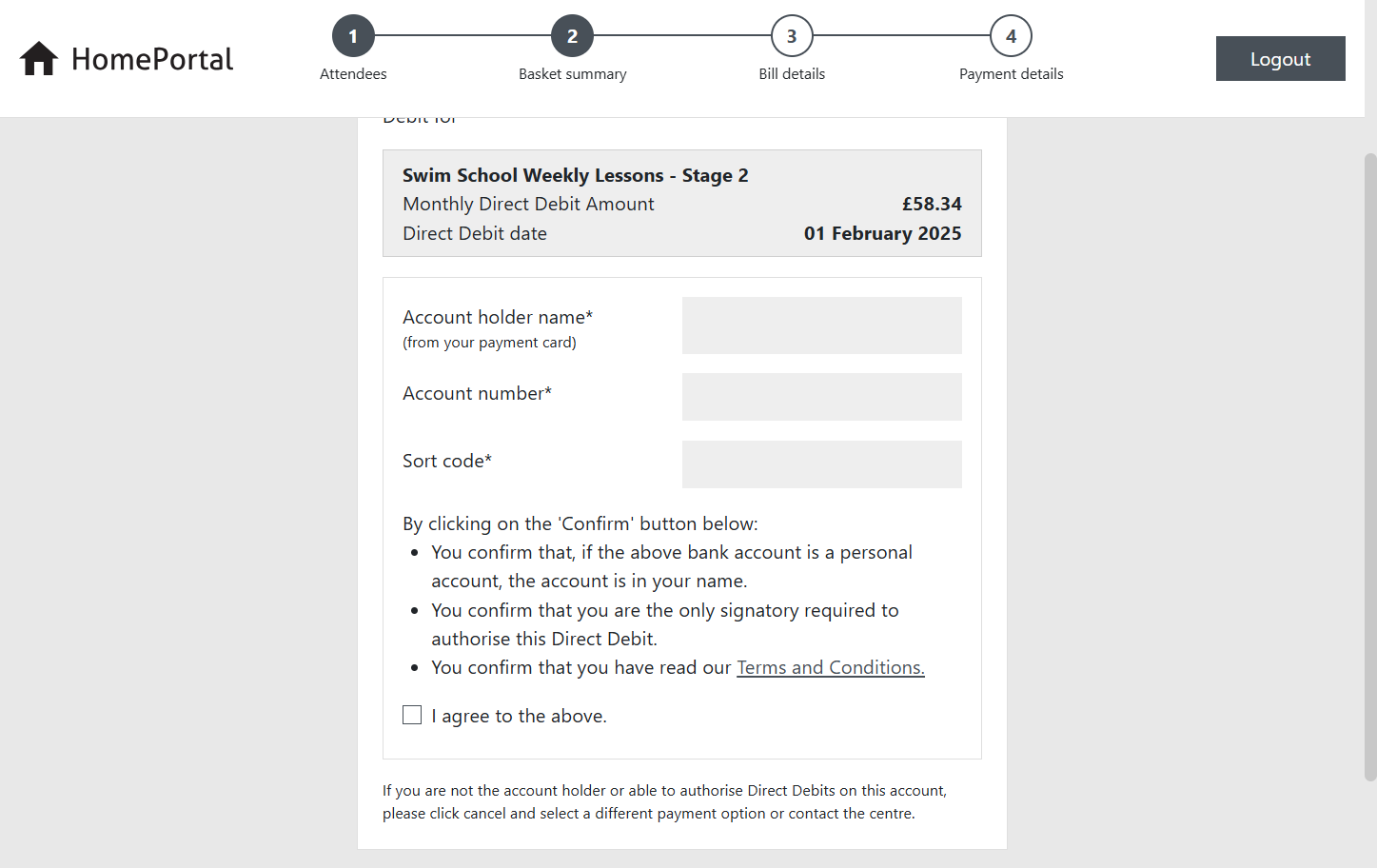 Type in the Sort code