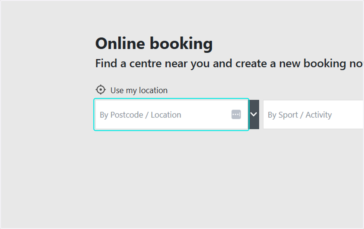 Search by location and select the location you wish to book into