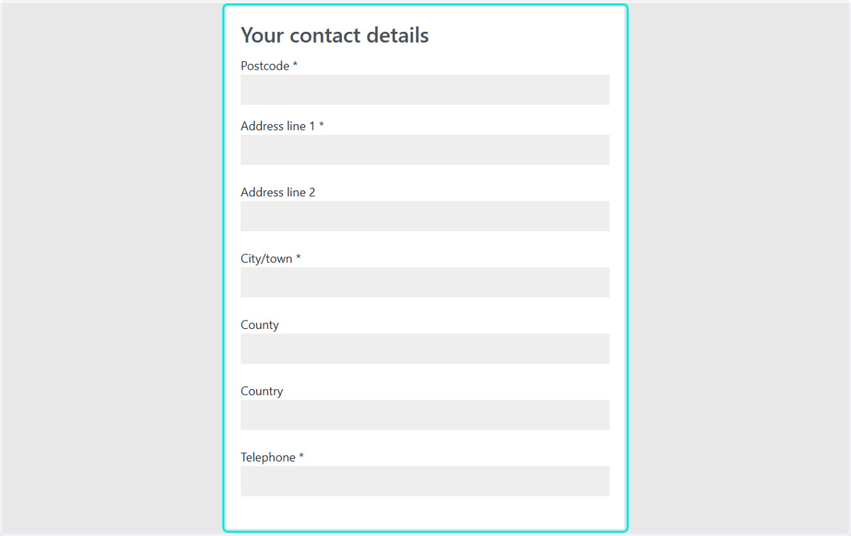 Input in your Contact Details