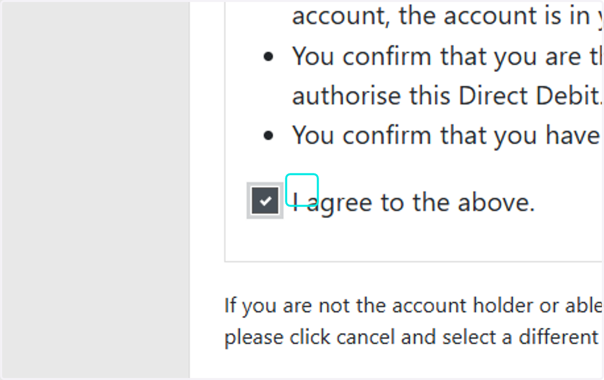 Tick to agree to the Terms and conditions and everything above.